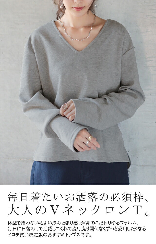 トップス レディース ロングTシャツ ロンT カットソー 長袖 無地