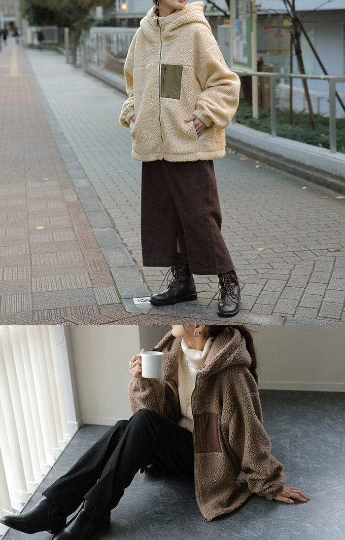 小顔。」唯一無二のふわもこボアアウター ボアコート ボアパーカー 