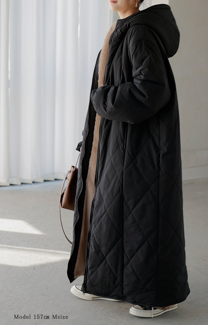 極暖 ファー「 2倍楽しむ 2WAYコート 」 エコファー 中綿 ファー