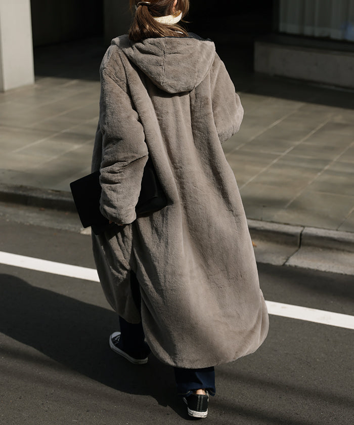 極暖 ファー「 2倍楽しむ 2WAYコート 」 エコファー 中綿 ファー