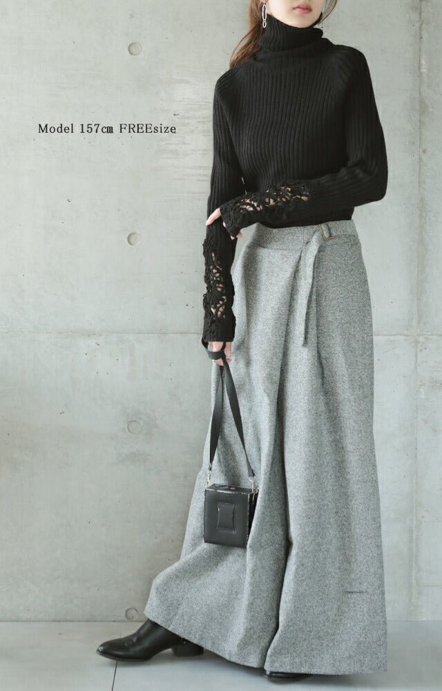 ニット 「 手元、美しく隠す。」 袖レース トップス レディース