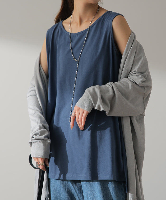 タンクトップ トップス レディース スリット レイヤードタンクトップ