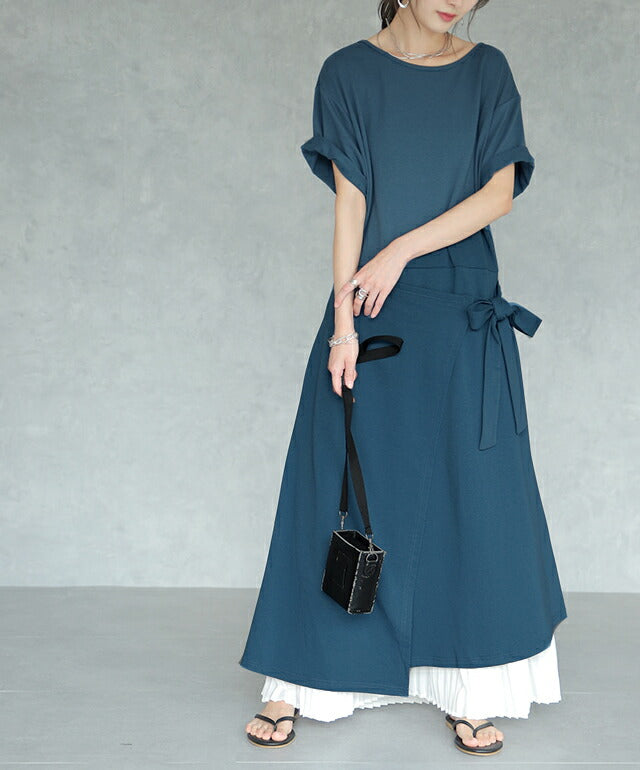 ワンピース レディース ロングワンピース ロング ワンピ 半袖 ラップ