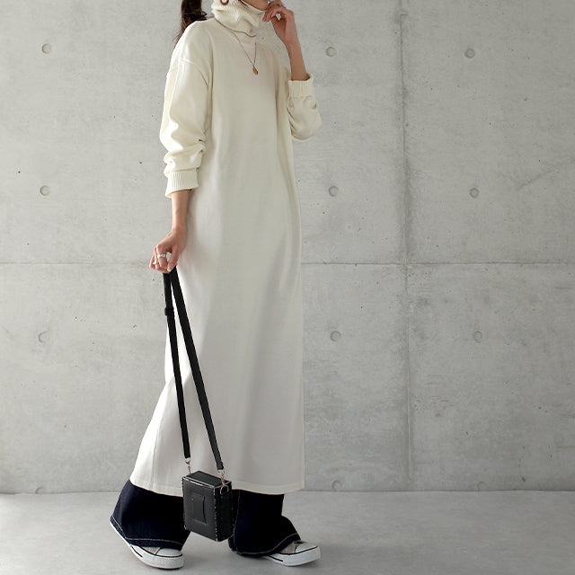 細魅せニット「ワンランク上の肌ざわり」すっきりロング丈。ワンピース