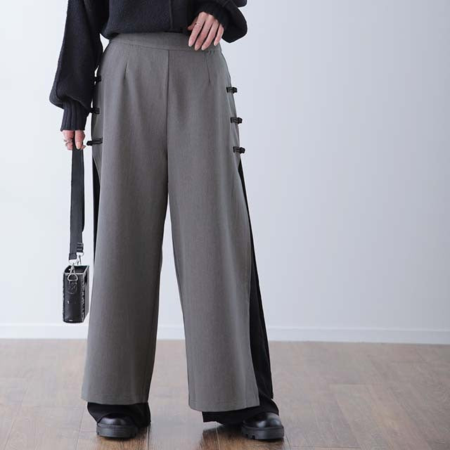 超美品の チャイナボタン×シフォン」ふわり舞う。拘りデザイン。 パンツ HUG.U（ハグユー） – 人気 50代 40代 30代 20代 レディース パンツ