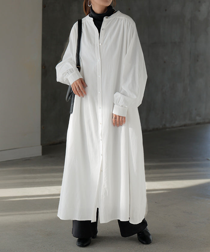 ワンピース 「 リニューアル 」 シャツ シャツワンピース ノーカラー