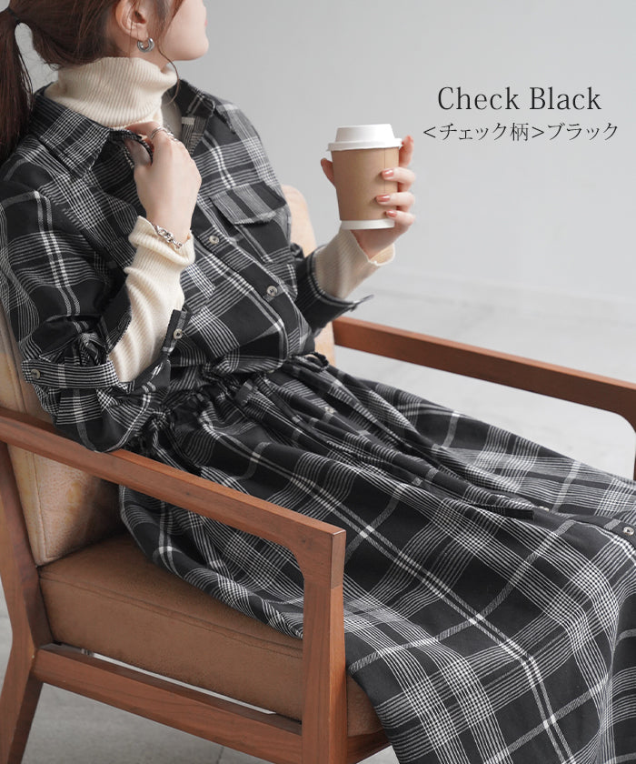 専用です [なさま　ワンピースとブラウスの2点] ワンピース 「理想の着痩せ」まくり袖で二の腕カバー ロングワンピース