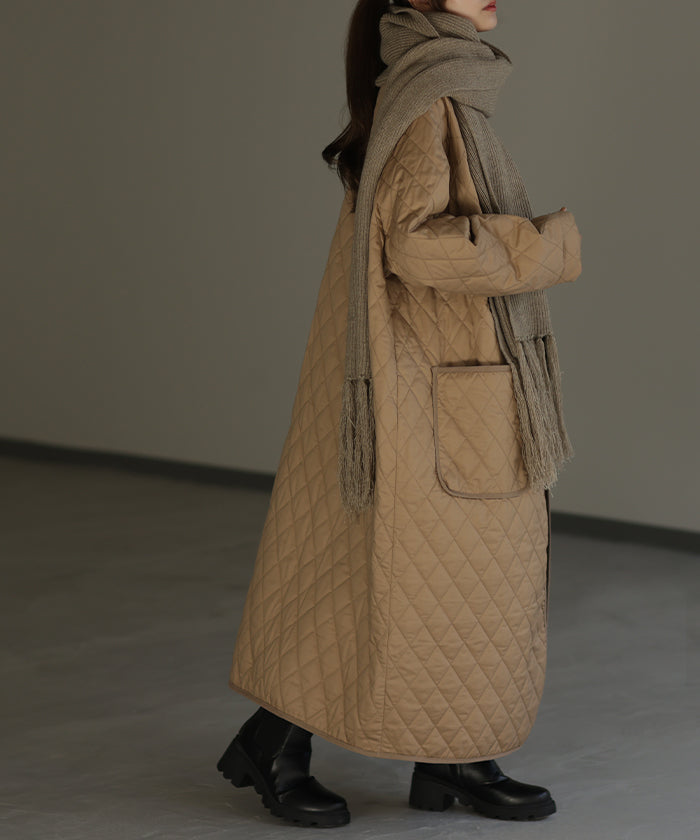 新品未使用yuni キルトライク　パイピングロングコート yuni キルトライク パイピング ロングコート【未使用品】