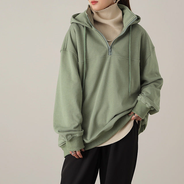 パーカー 「 小顔 × ハーフジップ 」 トップス レディース 20代 パーカー 「 小顔 × ハーフジップ 」 トップス レディース 20代