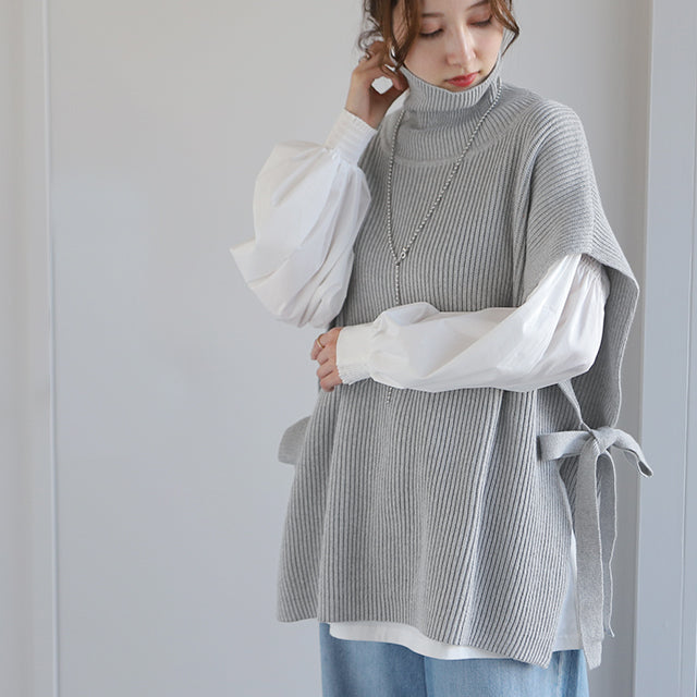 タートル ニット ベスト ジレ セット パイピング 2色 S-XL タートル ニット ベスト ジレ セット パイピング 2色 S-XL