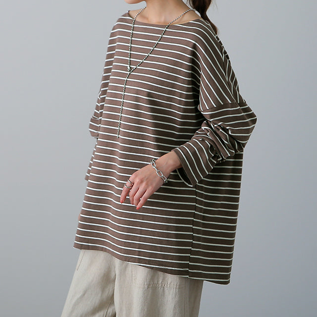 新品 Cloth&Cross ハグオーワー 金ボタンボーダーロング丈Tシャツ Cloth＆Cross 金ボタン ボーダーカットソー ハグオーワー - メルカリ