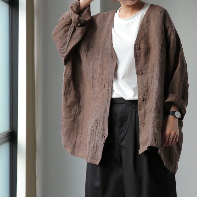 TRICOT CHIC リネン 麻 100% ロング シャツ 生成り 羽織り soulberry さらり着崩して羽織るシャツ レディース 羽織り 長袖