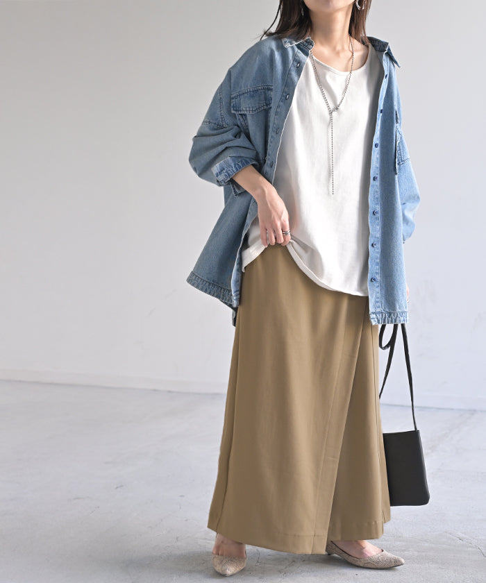 パンツ 巻き ロング アシメ レディース ボトムス ボトム ウエストゴム