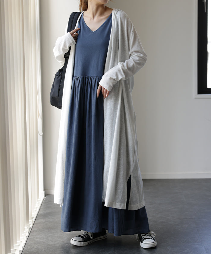 美品】and per se アンパスィ 中綿 ワンピース ロング ネイビー