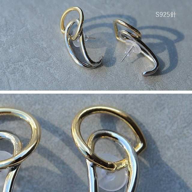 ピアス アクセサリー シルバー ゴールド コンビ イヤーカフ