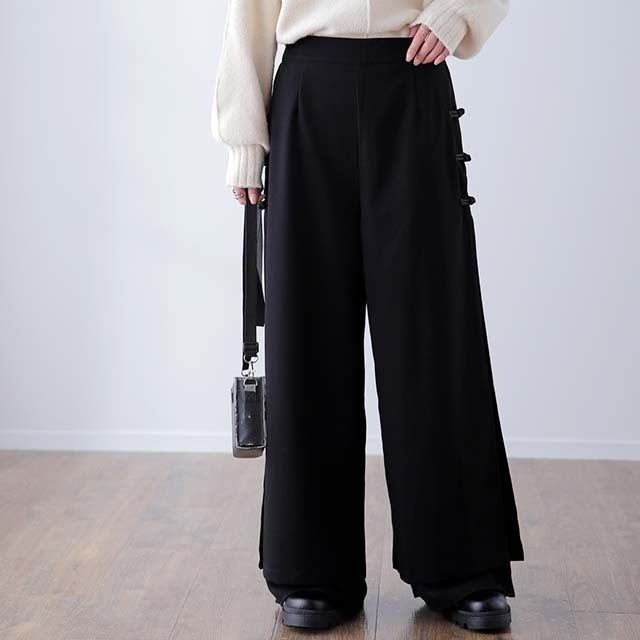 チャイナボタン×シフォン」ふわり舞う。拘りデザイン。 パンツ