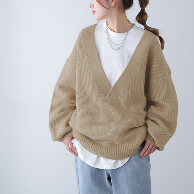 新品タグ付き Plage R’IAM シルエットブラウス トップス 深Vネック Vネックブラウス リボン付き 肩開き トップス ギャザー
